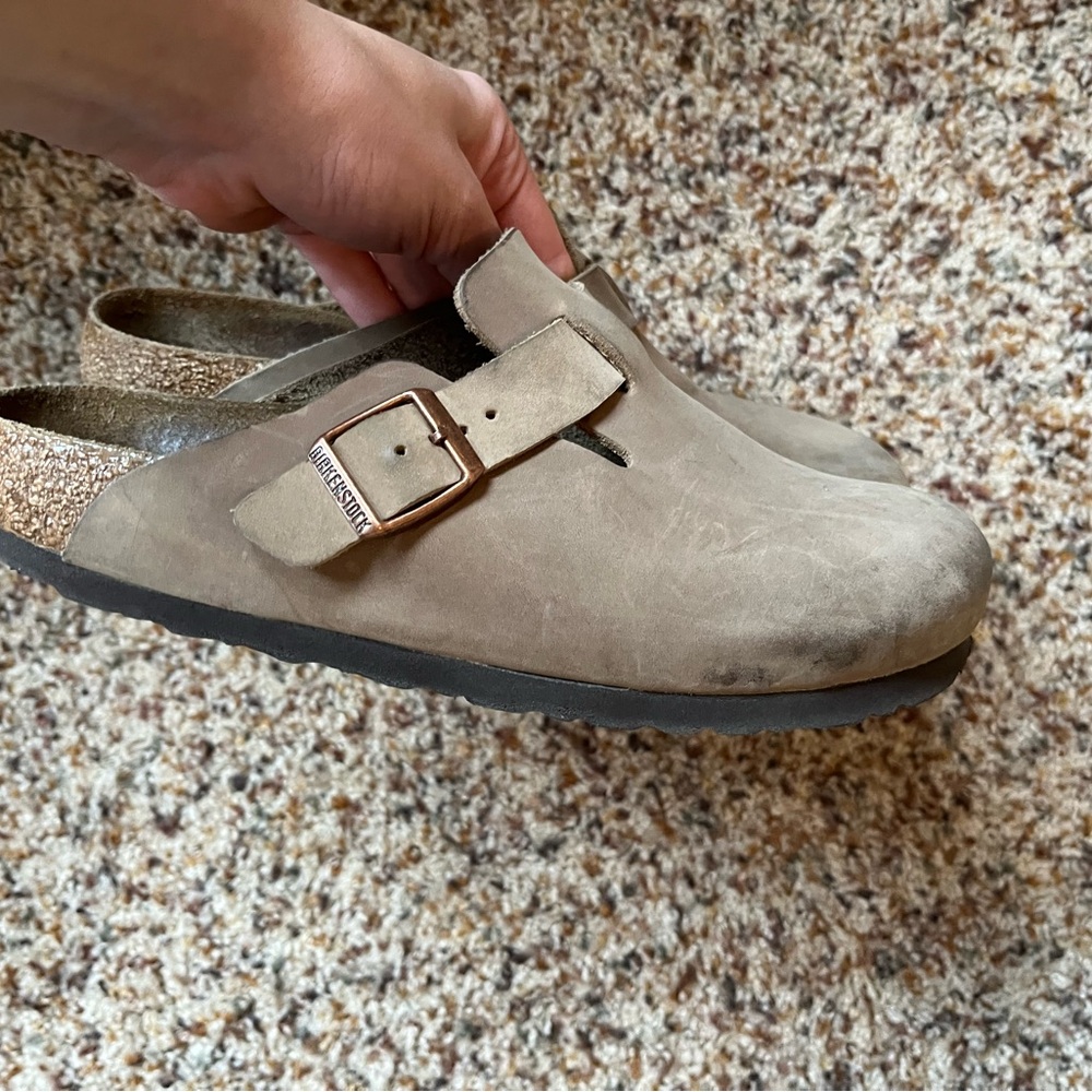 Birkenstock Boston Taupe Oiled Leather Clogs